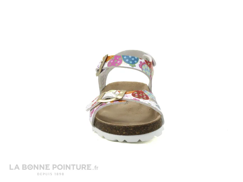 Achat chaussures Autenti by Penta Enfant Nu-pieds, vente Autenti 3194 - Blanc - Fleurs - Sandale fillette reglable