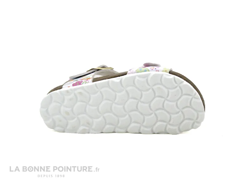 Achat chaussures Autenti by Penta Enfant Nu-pieds, vente Autenti 3194 - Blanc - Fleurs - Sandale fillette reglable