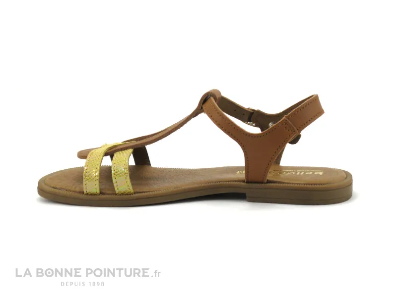 Achat chaussures Bellamy Enfant Nu-pieds, vente Bellamy TILOU Camel Jaune Dore - Sandale fille