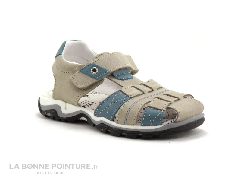 Achat chaussures Bopy Enfant Nu-pieds, vente Bopy EPAUL Beige - Bleu ciel - Sandale GARCON avec velcro