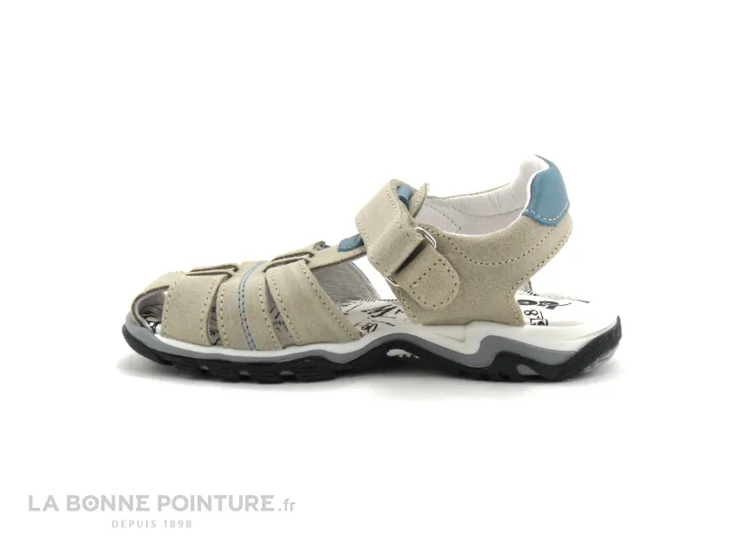 Achat chaussures Bopy Enfant Nu-pieds, vente Bopy EPAUL Beige - Bleu ciel - Sandale GARCON avec velcro