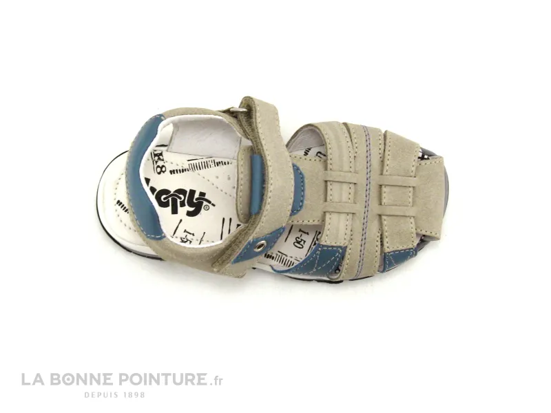 Achat chaussures Bopy Enfant Nu-pieds, vente Bopy EPAUL Beige - Bleu ciel - Sandale GARCON avec velcro