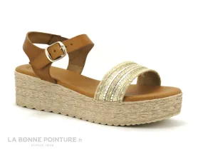 Achat chaussures Eva Frutos Femme Sandale et Nu-pieds, vente Eva Frutos 795 Avellana roda - Nu-pieds compense marron or paille