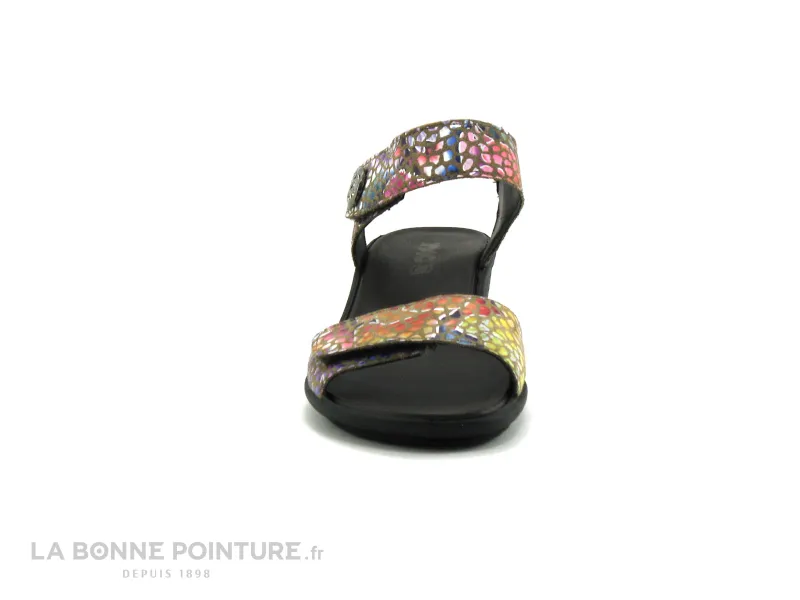 Achat chaussures Imac Femme Sandale et Nu-pieds, vente Imac 157310 Taupe Multicolore - Nu-pieds petit talon - Brides velcro