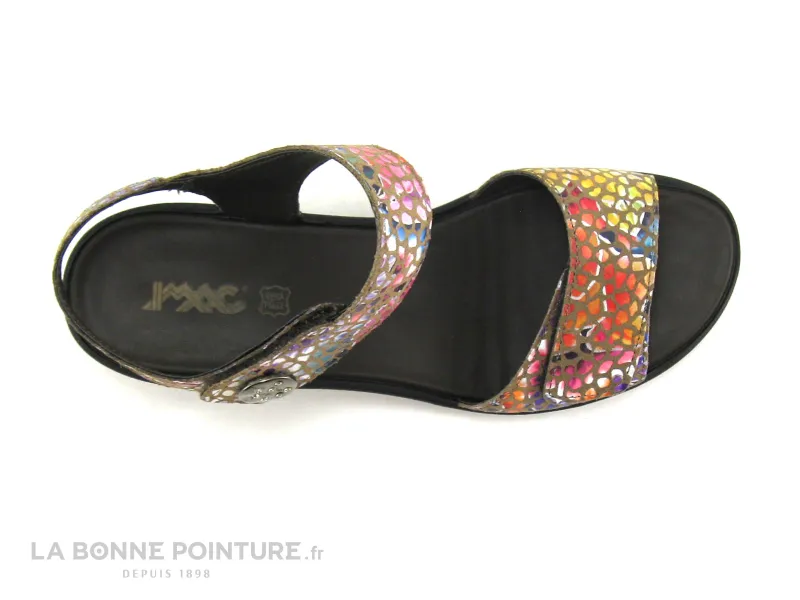 Achat chaussures Imac Femme Sandale et Nu-pieds, vente Imac 157310 Taupe Multicolore - Nu-pieds petit talon - Brides velcro