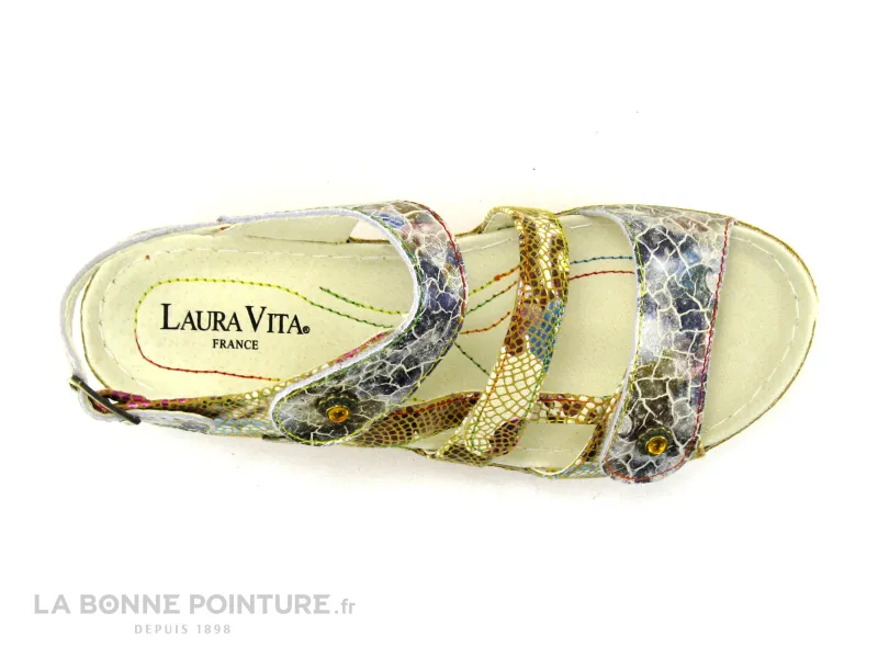 Achat chaussures Laura Vita Femme Sandale et Nu-pieds, vente Laura Vita BRUEL 06 Dore - Nu-pieds Femme reglable avec scratches