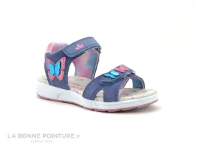 Achat chaussures LICO Enfant Nu-pieds, vente Lico MADITA V 470317 bleu rose - Papillons - Sandale fille avec 2 scratches