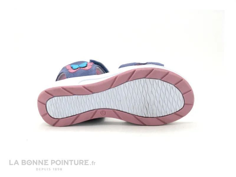 Achat chaussures LICO Enfant Nu-pieds, vente Lico MADITA V 470317 bleu rose - Papillons - Sandale fille avec 2 scratches