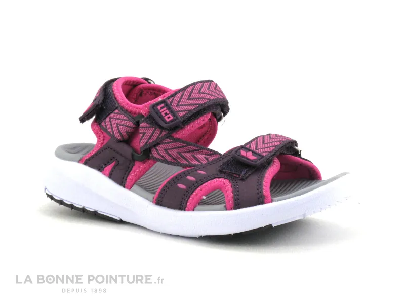 Achat chaussures LICO Enfant Nu-pieds, vente Lico SAMI V 470267 Bordeaux Rose - Sandale sport fille