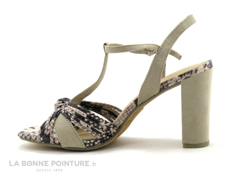 Achat chaussures Marco Tozzi Femme Sandale et Nu-pieds, vente Marco Tozzi 2-28390-26 Dune comb - Nu-pieds beige - Talon haut