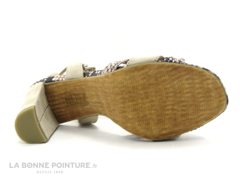 Achat chaussures Marco Tozzi Femme Sandale et Nu-pieds, vente Marco Tozzi 2-28390-26 Dune comb - Nu-pieds beige - Talon haut