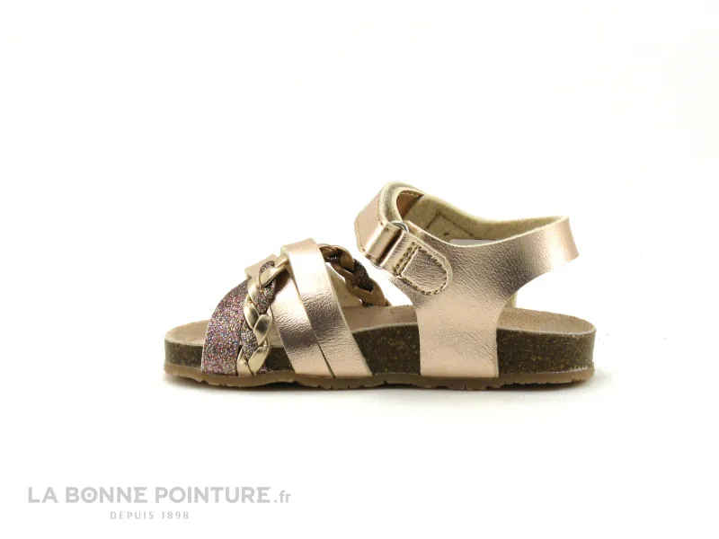 Achat chaussures Mod8 Enfant Nu-pieds, vente Mod8 KOENIA Rose Dore Or - Sandale fille semelle liege