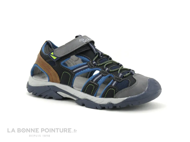 Achat chaussures Wipop Enfant Nu-pieds, vente Wipop LATOUR Marine Gris Marron - Sandale sport GARCON