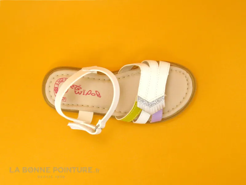 Achat chaussures Wipop Enfant Nu-pieds, vente Wipop YACHINE Blanc Jaune Violet - Sandale fille