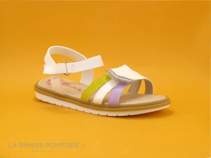 Achat chaussures Wipop Enfant Nu-pieds, vente Wipop YACHINE Blanc Jaune Violet - Sandale fille