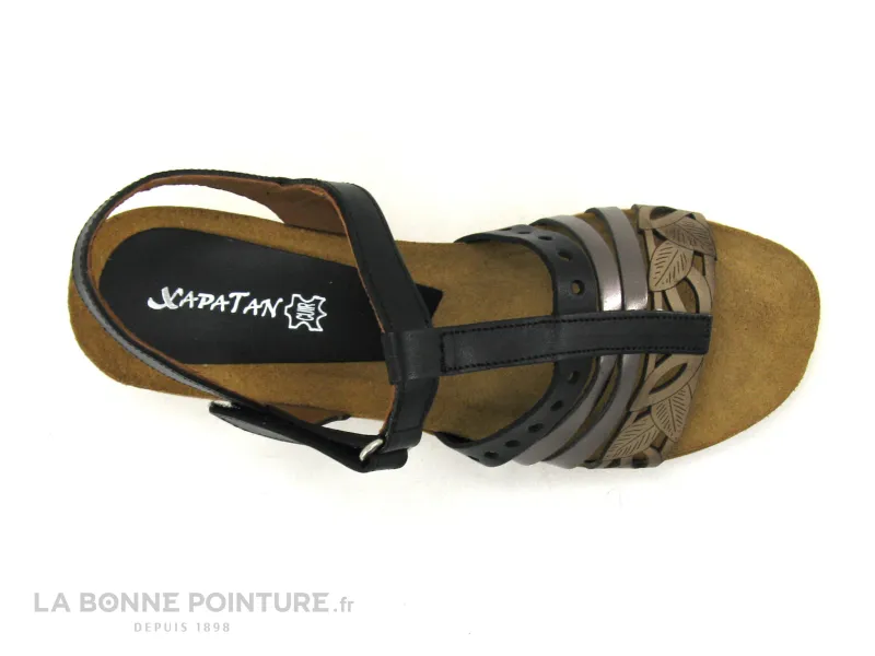 Achat chaussures Xapatan Femme Sandale et Nu-pieds, vente Xapatan 1850 Noir Acier Beige - Nu-pieds Femme avec bride salome