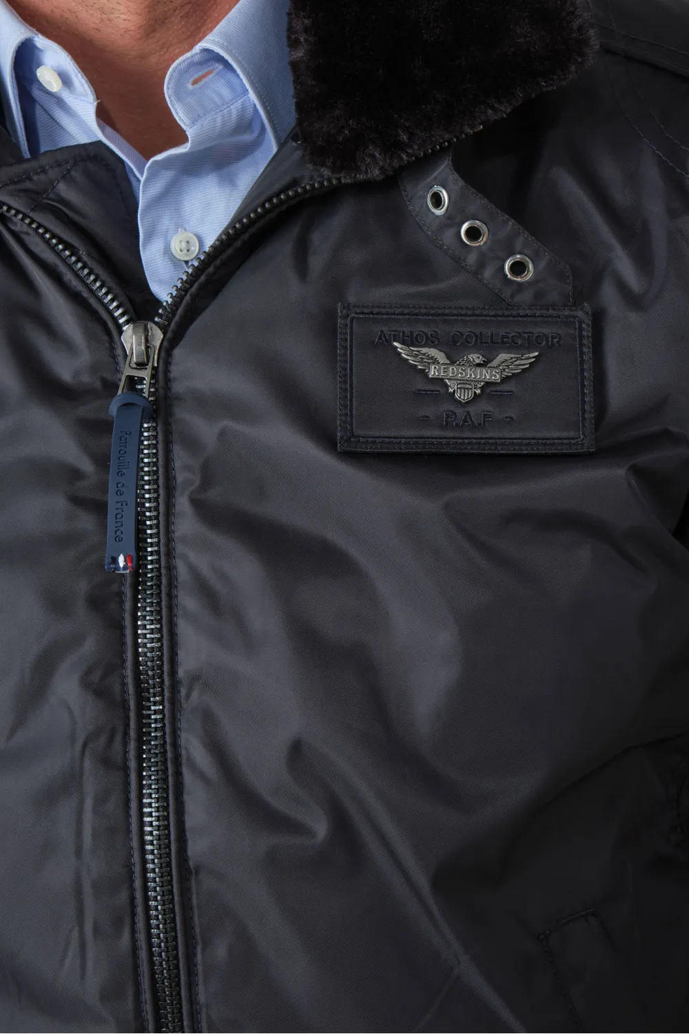 Blouson FLY JACKET nylon bleu marine, Patrouille de France - Redskins - HURRICAN FIGHTER Bleu Marine | Cesare Nori