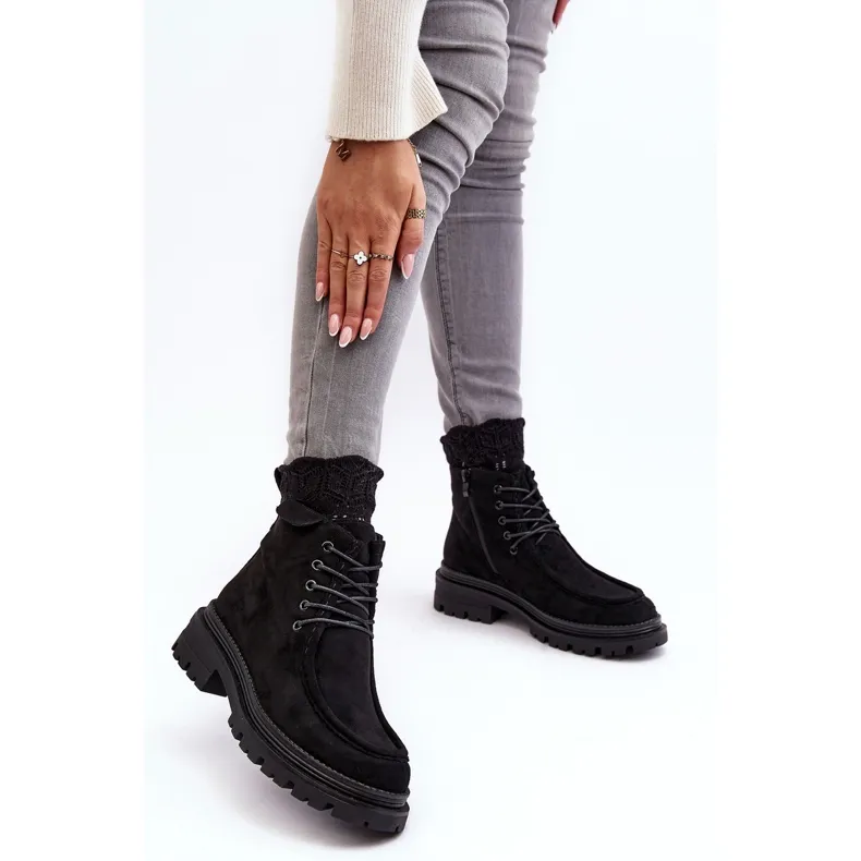 Bottines avec fermeture éclair pour femme, noir Apolosi le noir