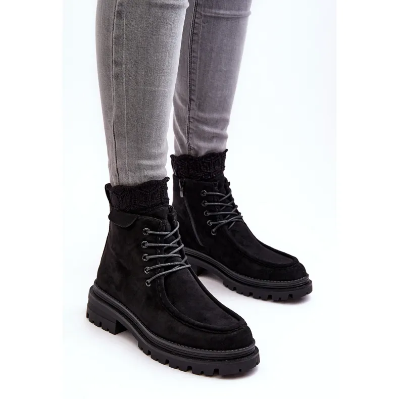 Bottines avec fermeture éclair pour femme, noir Apolosi le noir