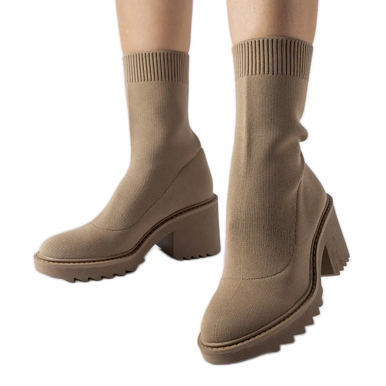 Bottines beige foncé à tige souple Cadiz