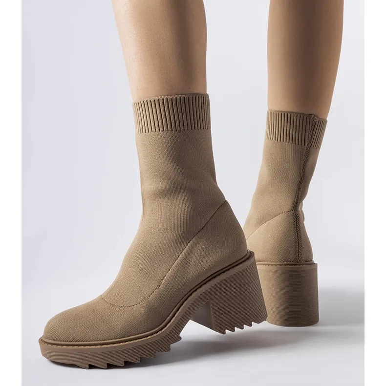 Bottines beige foncé à tige souple Cadiz