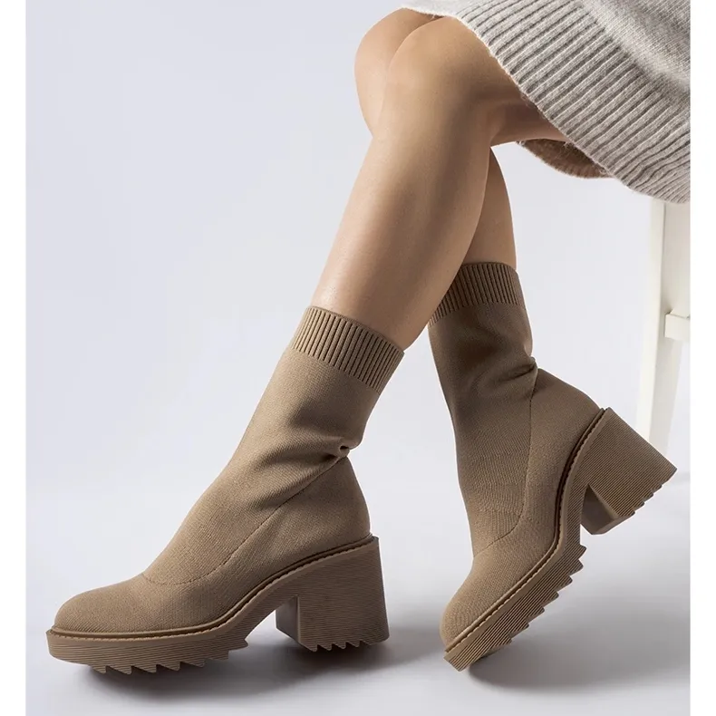 Bottines beige foncé à tige souple Cadiz