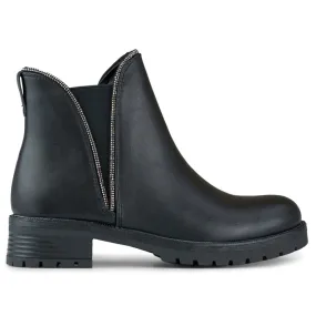 Bottines Chelsea femme avec tige élastique décorative le noir