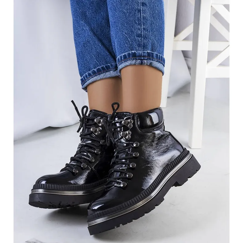 Bottines Grosio noires vernies le noir