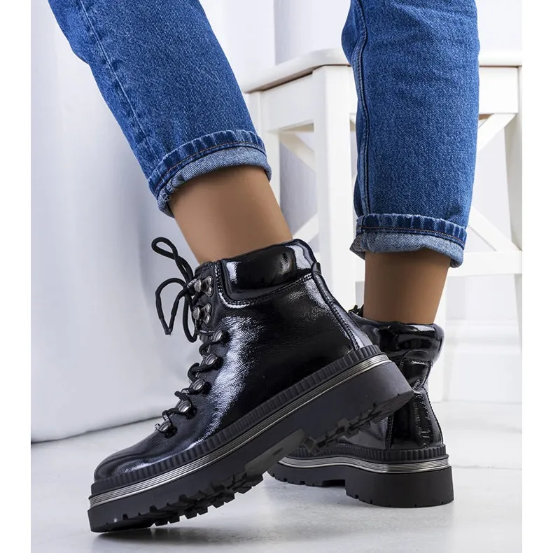 Bottines Grosio noires vernies le noir