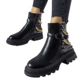 Bottines noires avec chaînes décoratives de Bonenfant le noir