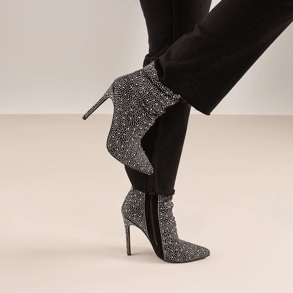 BOTTINES P234A-D958 STRASS NOIR