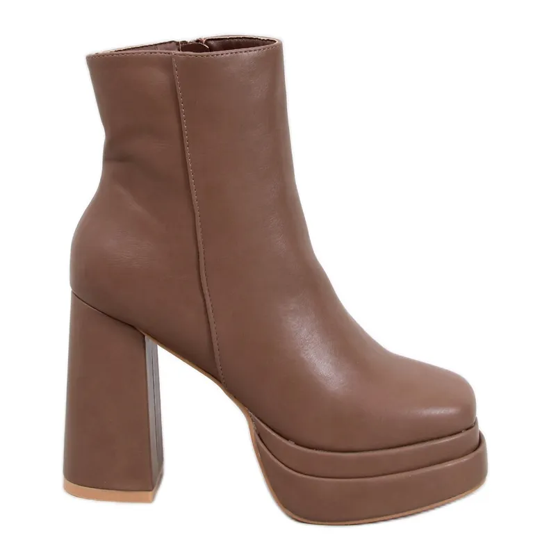 Bottines plateformes Charokee Khaki confortables brun