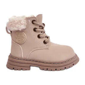 Bottines Trappeur Enfant Fermeture Éclair et Peau de Mouton Beige Marialee