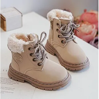 Bottines Trappeur Enfant Fermeture Éclair et Peau de Mouton Beige Marialee