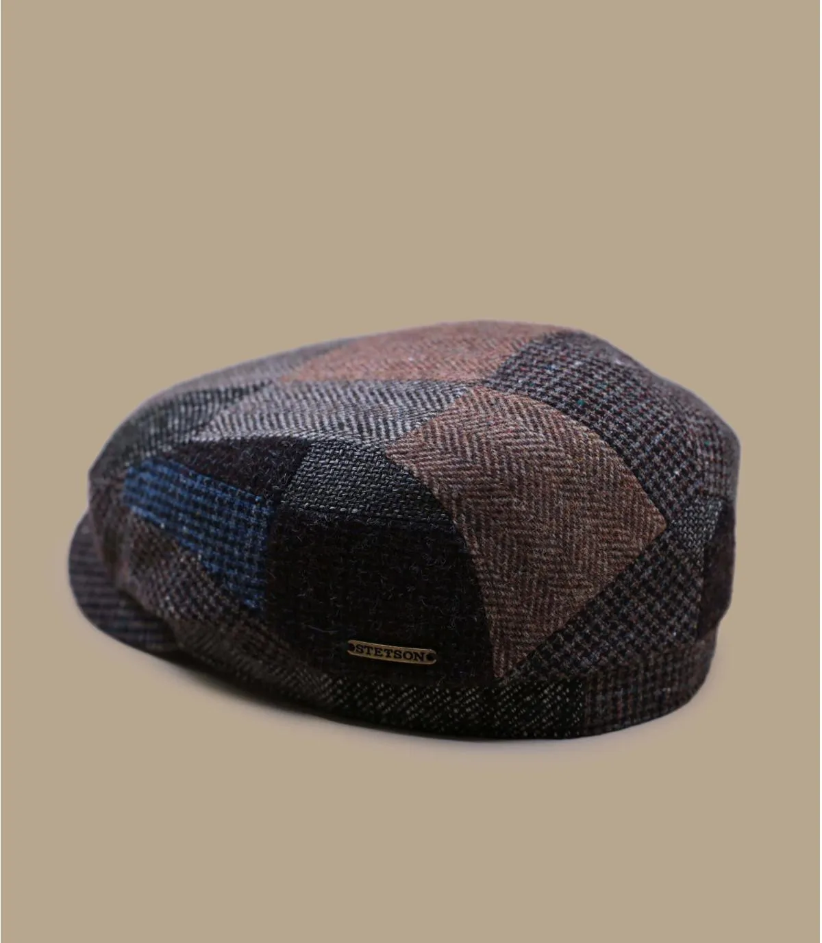 béret casquette plate patchwork marron - Driver Cap Patchwork brown mix Stetson : Headict