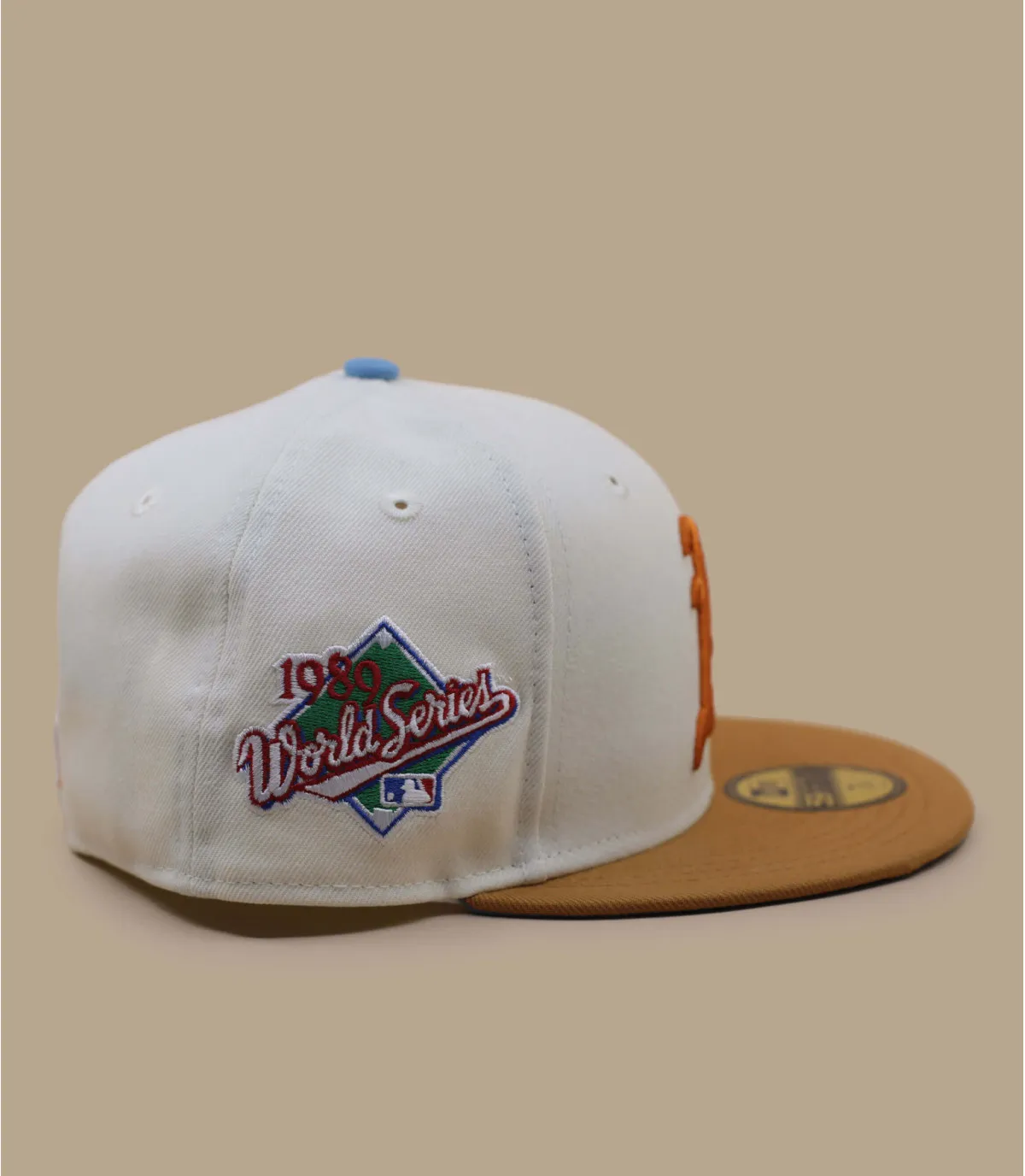 Casquette fitted beige Oakland athletic - Side Patch 59Fifty Oakland Athletics chrome sky New Era : Headict