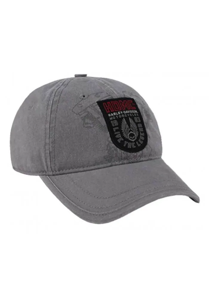 Casquette Harley Davidson Homme Forged Woven Patch Baseball Cap Gray Washed BCC31954