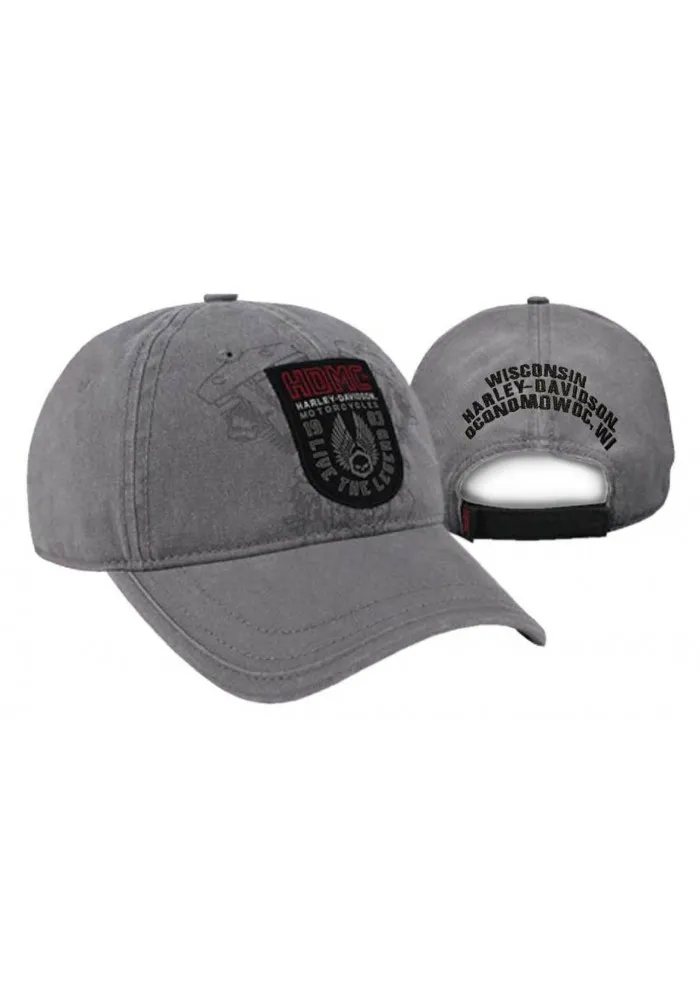 Casquette Harley Davidson Homme Forged Woven Patch Baseball Cap Gray Washed BCC31954