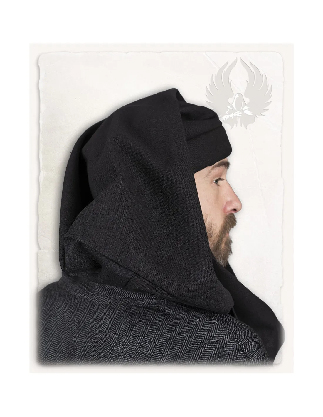 Casquette médiévale Rafael unisexe en coton, couleur noire ⚔️ Boutique Épées