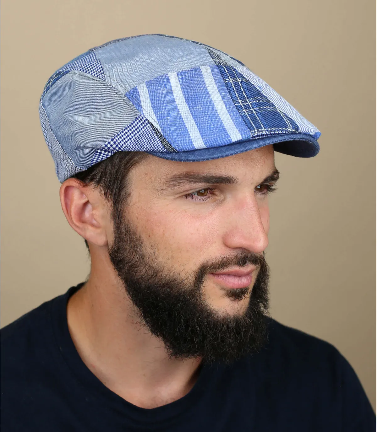 casquette patchwork bleu - Andaman Patchwork blue par Herman Headwear : Headict