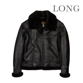 Cockpit USA B-3 Authentic Sheepskin Bomber Jacket Black Long USA Made