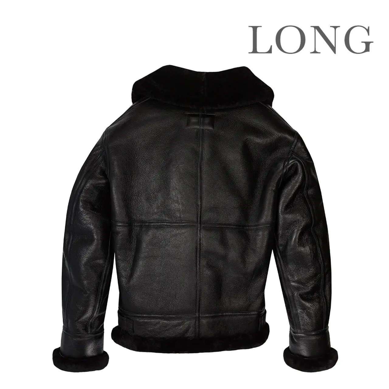 Cockpit USA B-3 Authentic Sheepskin Bomber Jacket Black Long USA Made