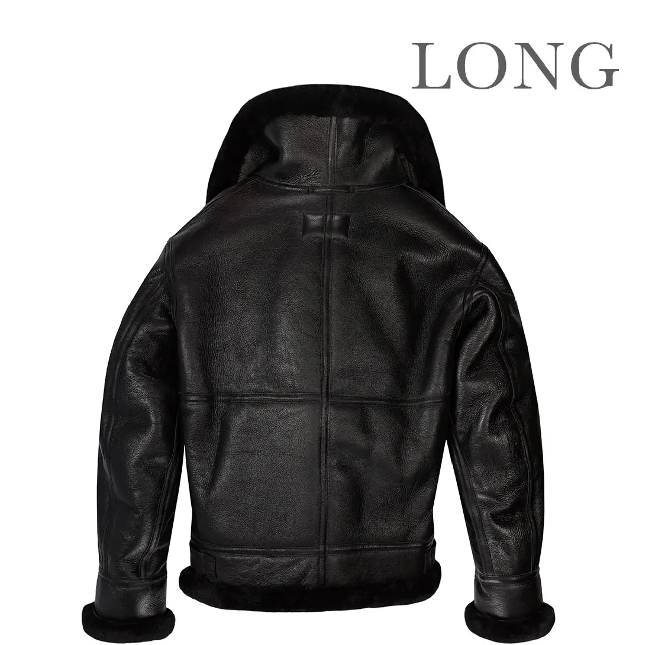 Cockpit USA B-3 Authentic Sheepskin Bomber Jacket Black Long USA Made