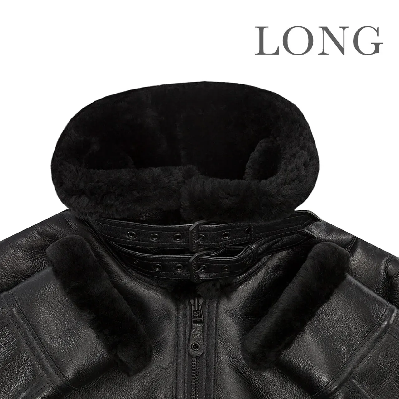 Cockpit USA B-3 Authentic Sheepskin Bomber Jacket Black Long USA Made