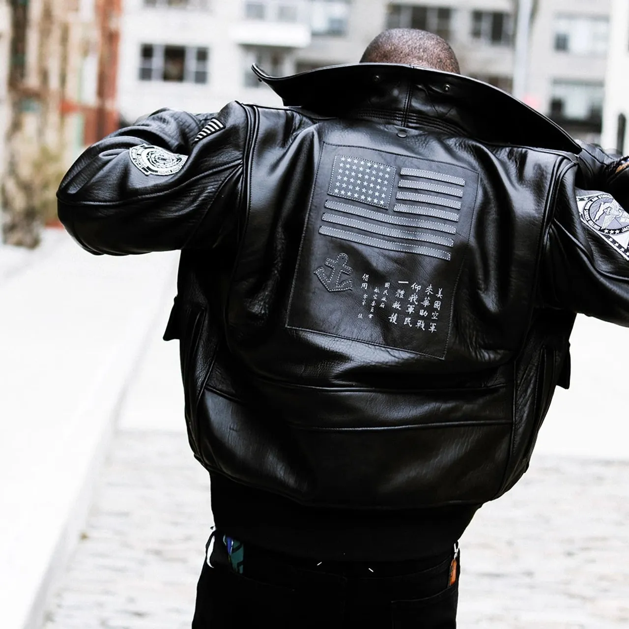 Cockpit USA Bogard by Mike B x Stealth Top Gun Bomber Jacket Black USA Made