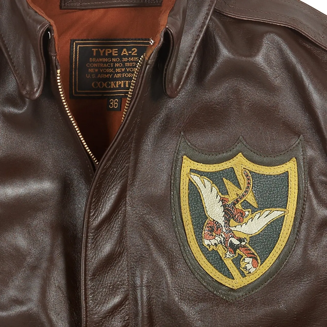 Cockpit USA Flying Tigers 23rd Fighter Group Jacket Brown USA Made