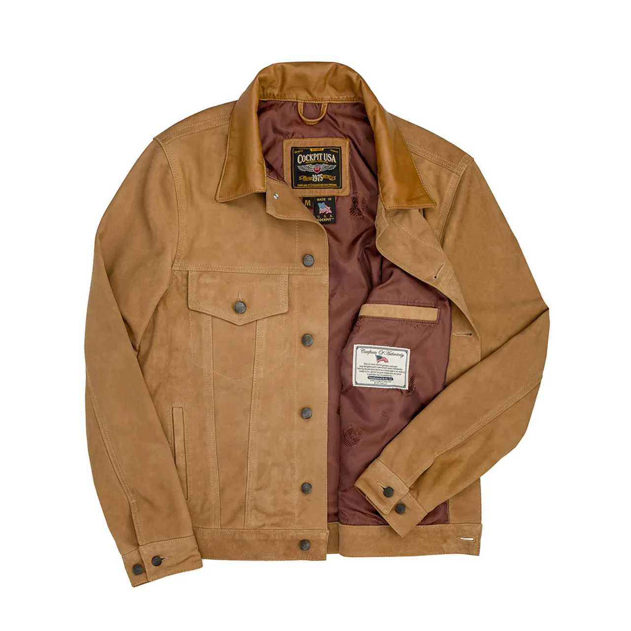 Cockpit USA Suede Trucker Jacket Tobacco USA Made