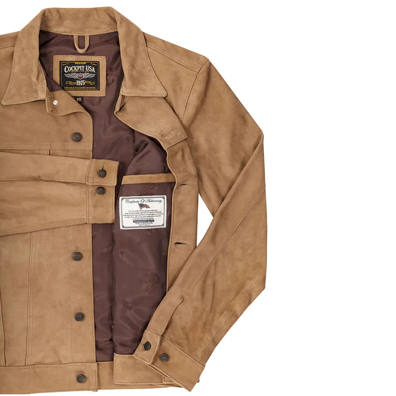 Cockpit USA Suede Trucker Jacket Tobacco USA Made