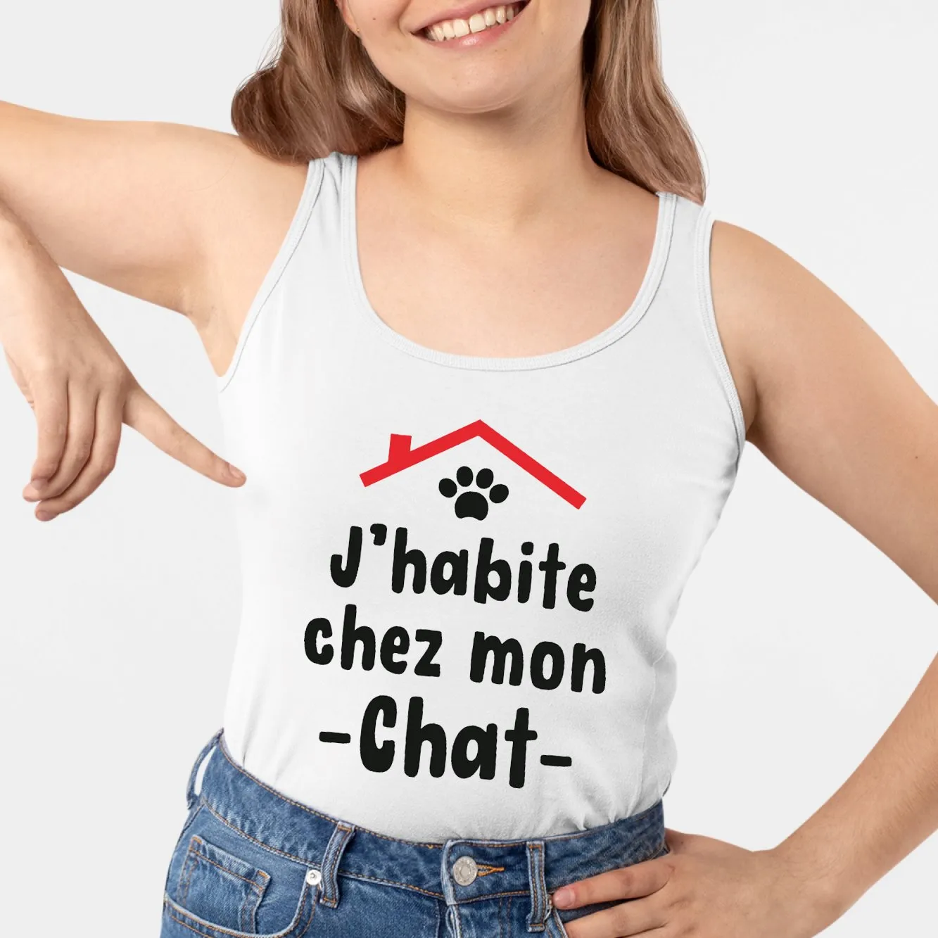 Débardeur Femme J'habite chez mon chat