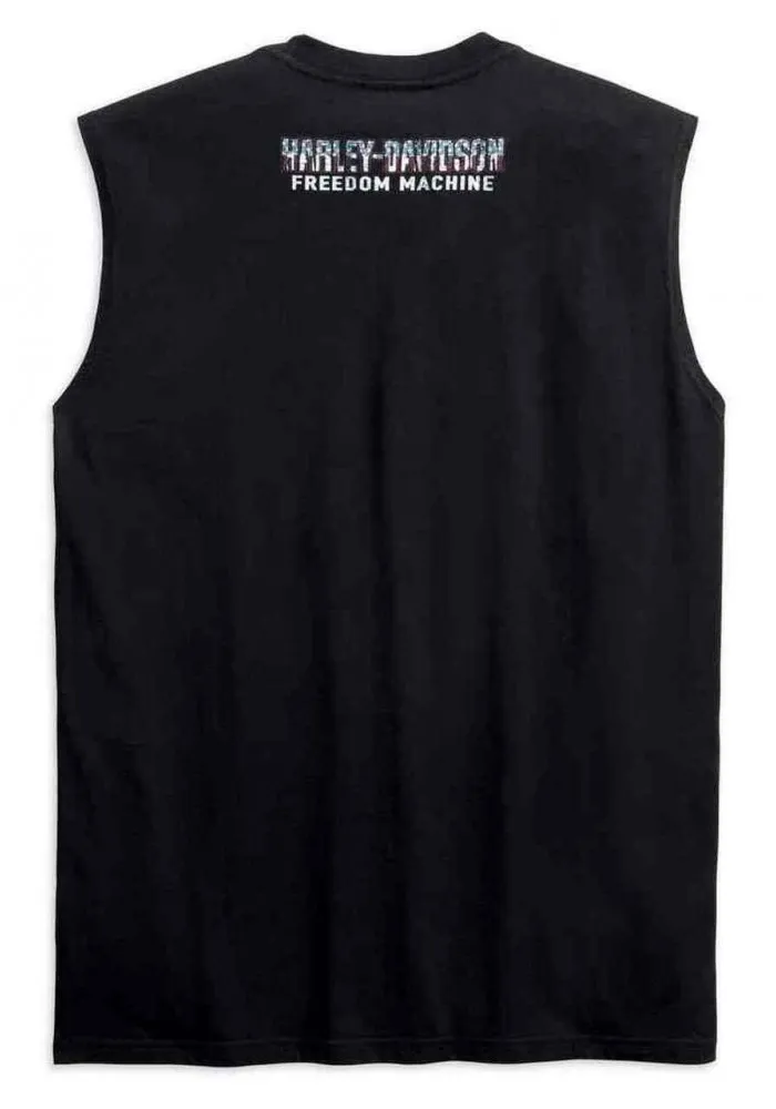 Harley-Davidson Hommes Distressed Upright Eagle Sleeveless Tee Shirt - Noir 99267-19VM